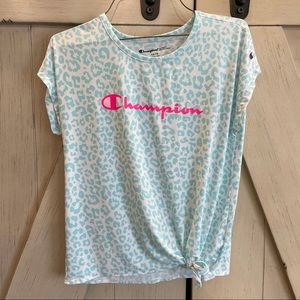Champion Shirt Blue Leopard Print Size 14/16